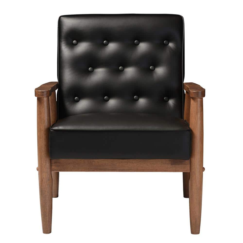 Sorrento 30" Modern Black Faux Leather Accent Chair