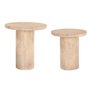 Fenith 18.1 in.W Natural 18.1 in.H Round Stone Travertine Top End Table