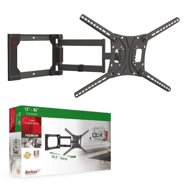 Barkan a Better Point of View Barkan 13 - 80 inch Full Motion - 4 Movement Flat / Curved TV Wall Mount Black Extremely Extendable Very Low Profile