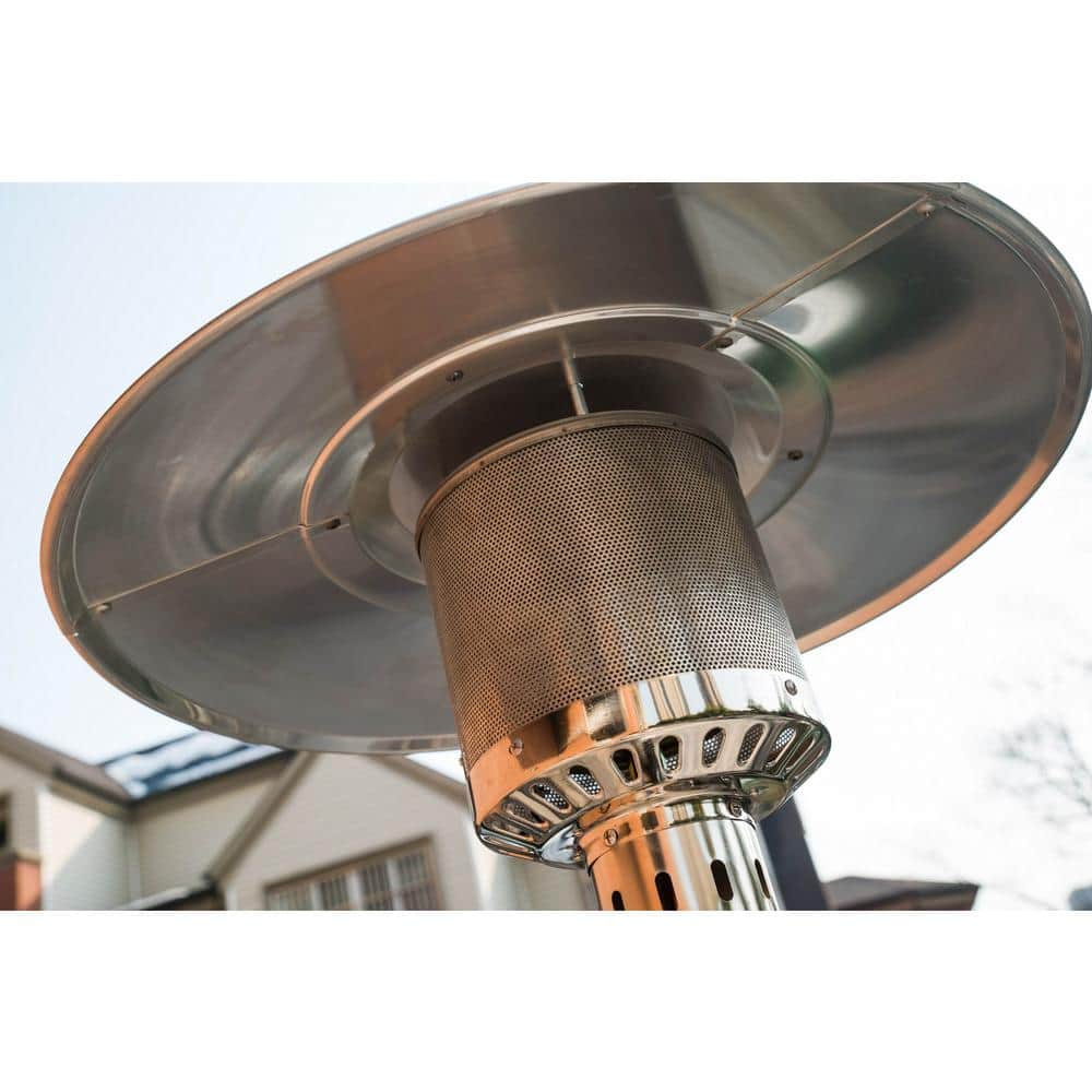 88 in. Silver Stainless Steel Standing Patio Heater with Portable Wheels