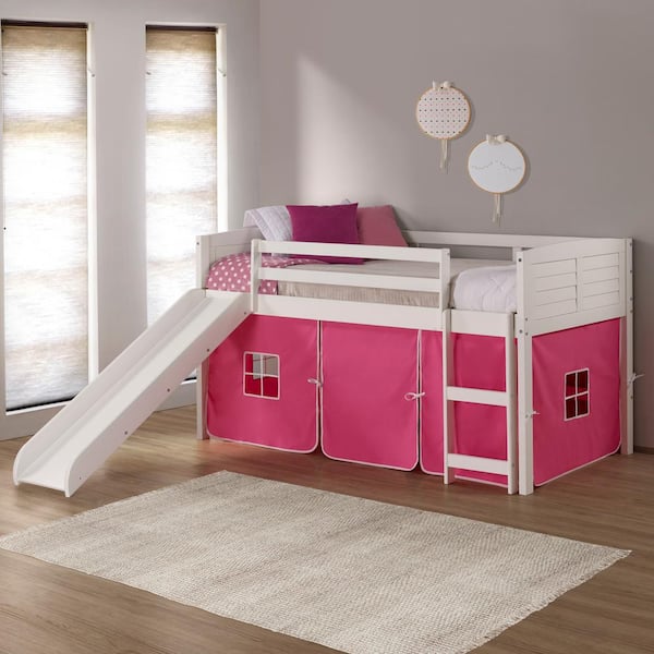 Shorty Cabin Bed Mid Sleeper  loft Bunk Tent Girls Pink New White Frame 2FT 6" 