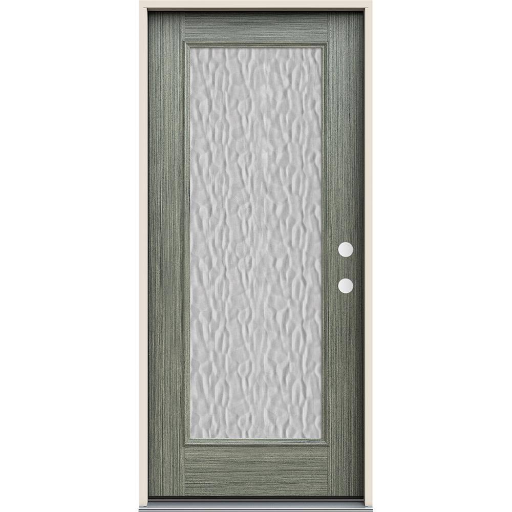 JELDWEN 36 in. x 80 in. LeftHand Full Lite Vapor Hammered Glass Stone