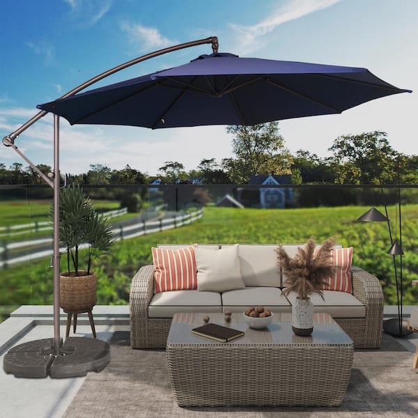 10 umbrella patio off set home depot 550004379 Unbranded 10 ft. Steel Patio Offset Hanging Umbrella with 2-Way Stop Slip  Crank Outdoor Cantilever Umbrella in Navy Blue MOXB010-NV