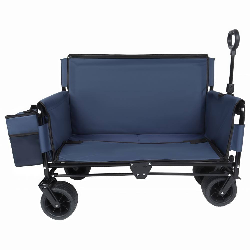 3-in-1 Folding Wagon Cart with Bench Seat, 180L Large Capacity Holds 500lbs, All-Terrain Wheels with Ice Pack, Blue price history on PriceWatchPro
