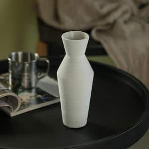 8 in. H White, Small Decorative Ceramic Round Sharp Concaved Top Vase Centerpiece Table Vase