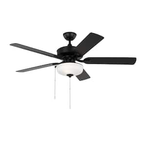 Linden 52 in. Transitional Outdoor Wet Rated Midnight Black Ceiling Fan with Black Blades and LED Light Kit