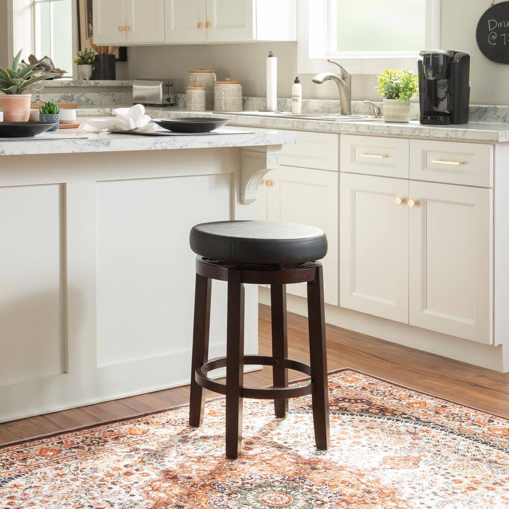 Maya 24" Black Faux Leather Swivel Counter Stool