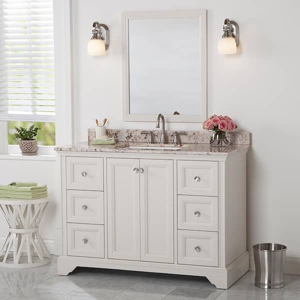 Stratfield 26 in. W x 31 in. H Rectangular Wood Framed Wall Bathroom Vanity Mirror in Cream