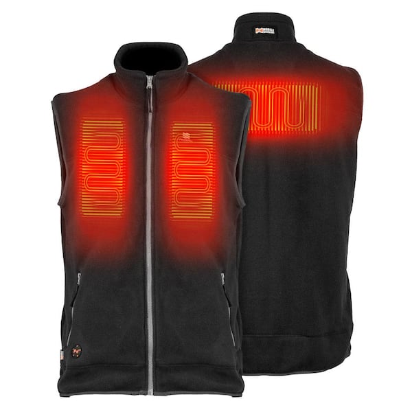 MOBILE WARMING Men's X-Large Black Trek Heated Vest with (1) 7.4-Volt Battery and Micro USB Charging Cable