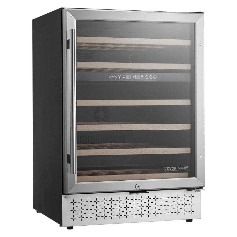 Wine Cooler, 23.46 in. Dual Zone 46-Wine Bottle or 46-Cans Beverage and Wine Cooler in Black Adjustable Shelves -  VEVOR, a3hU75Iacn7GvvA