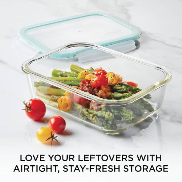 Glasslock Duo 3 Piece Clear Tempered Glass Microwave, Dishwasher, Freezer,  Divided Food Storage Containers with Snap Lock BPA Free Plastic Lids