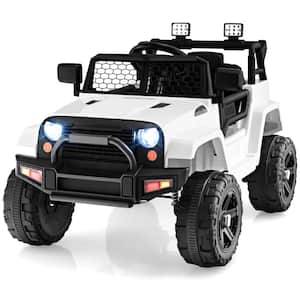 10.5 in. Kids Ride On Car Electric Vehicle Jeep with Parental Remote Music Horn Headlights Slow Start Function White