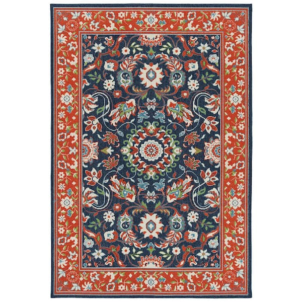 Kaleen "Sunice Collection Tangerine 2'5" x 3'9" Rectangle Residential Indoor/Outdoor Area Rug "