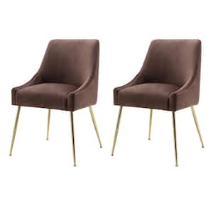 Trinity Coffee Upholstered Velvet Accent Chair with Metal Legs (Set Of 2)