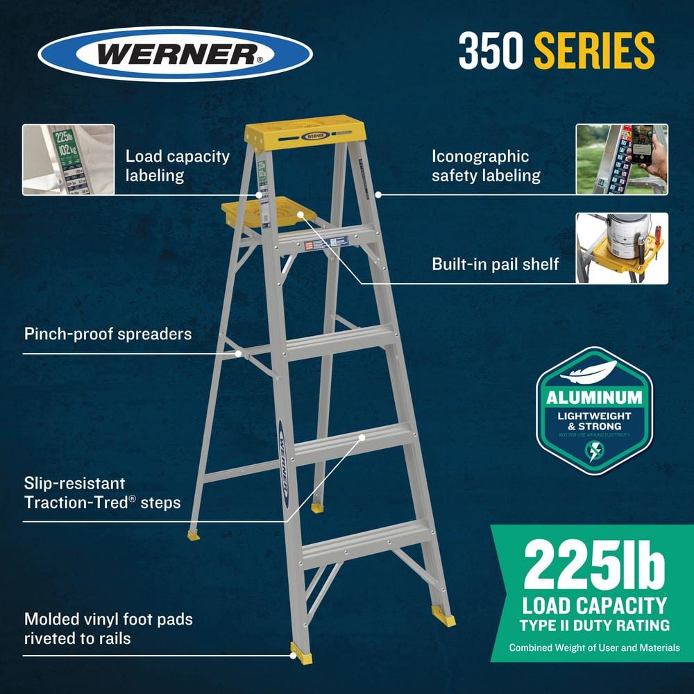 4ft Aluminum Single-Sided Step Ladder with Tool Tray