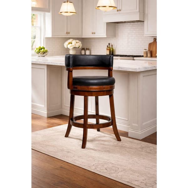 Balen Swivel Wood Counter Stool-Cappuccino Finish