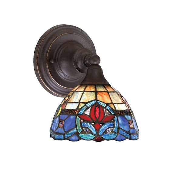 Unbranded Fulton 1 Light Dark Granite Wall Sconce 7 in. Sierra Art Glass