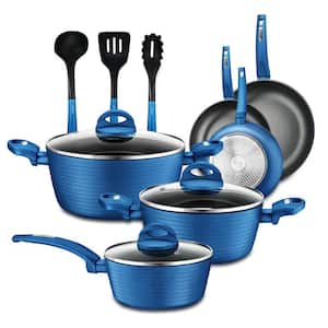 12-Piece Reinforced Forged Aluminum Non-Stick Cookware Set in Blue