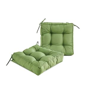 ARTPLAN Outdoor Cushion Thick Deep Seat Pillow Back For Wicker Chair, 24  in. x 24 in. x 6 in., Square, Floral in Green CPS11 - The Home Depot