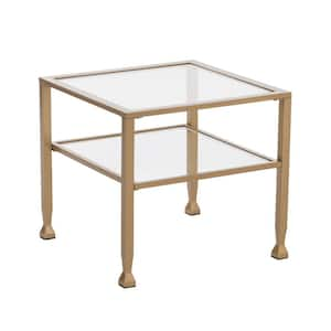 Julia 20.5 in. W Gold 18.5 in. H Square Glass End Table with 1 -Piece