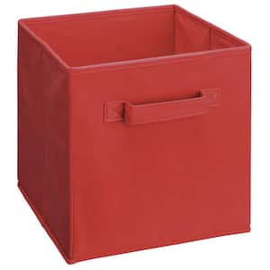 11 in. H x 10.5 in. W x 10.5 in. D Red Fabric Cube Storage Bin
