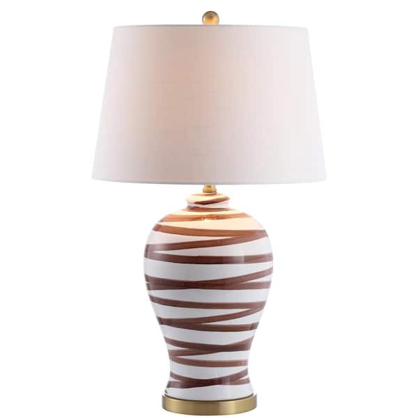 Joelie 29 in. Brown/White Ceramic Table Lamp