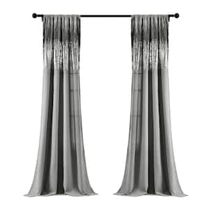Dark Gray/Black Solid Rod Pocket Room Darkening Curtain - 42 in. W x 84 in. L (Set of 2)