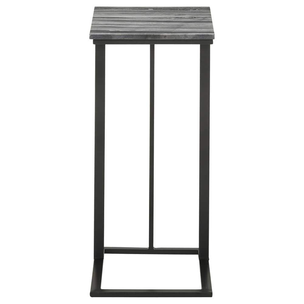 Vicente Black and Gray Marble Top Accent Table with Storage