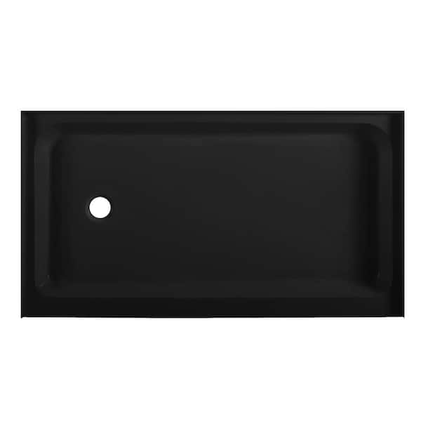 Voltaire 60 in. x 36 in. Acrylic Single-Threshold Left Drain Shower Base in Black