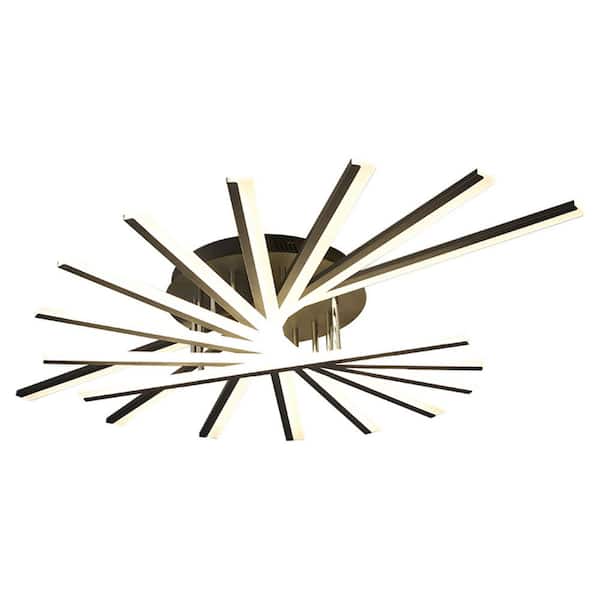 OUKANING 47 in. 9-Light Black Integrated LED Modern Creative Flush Mount Ceiling Lamp