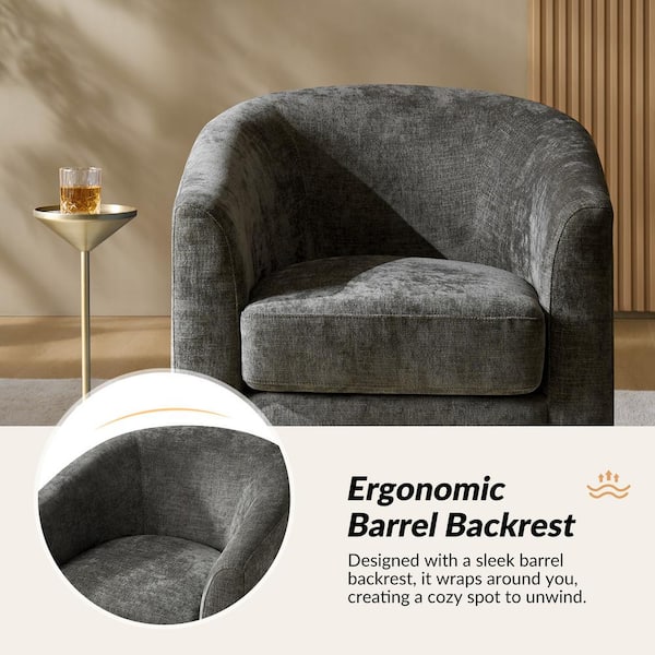 JAYDEN CREATION Miriam Gray Modern Swivel Accent Chair with