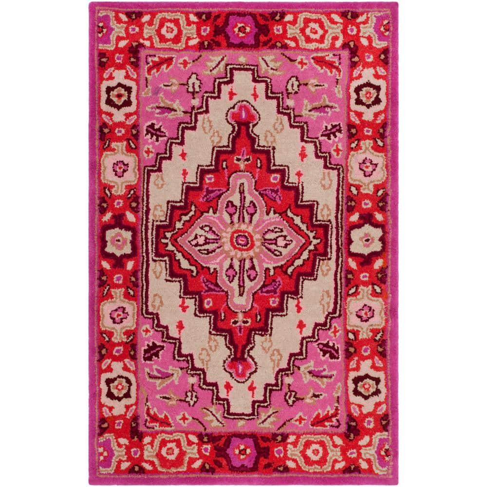 Bellagio Fusion Red-Pink Hand-Tufted Wool Area Rug - 2'6" x 4'