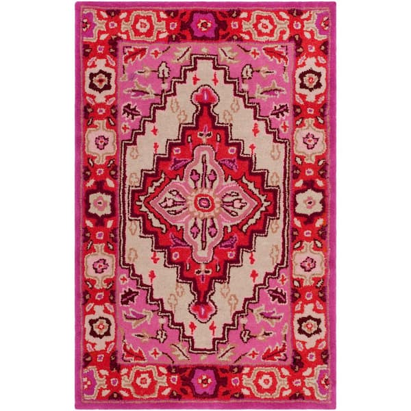 SAFAVIEH Bellagio Red Pink/Ivory 2 ft. x 5 ft. Border Floral Area Rug