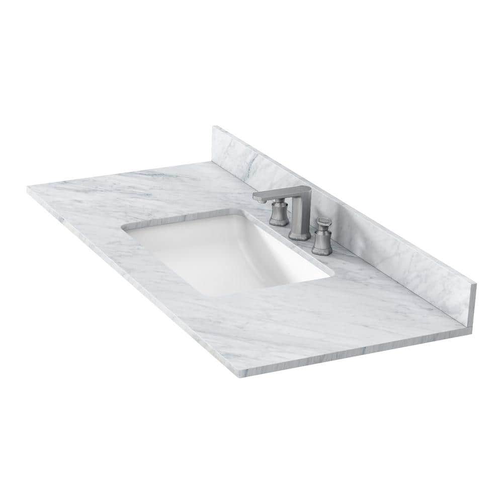 49 in. White Natural Marble Rectangular Single Sink Bathroom Vanity Top