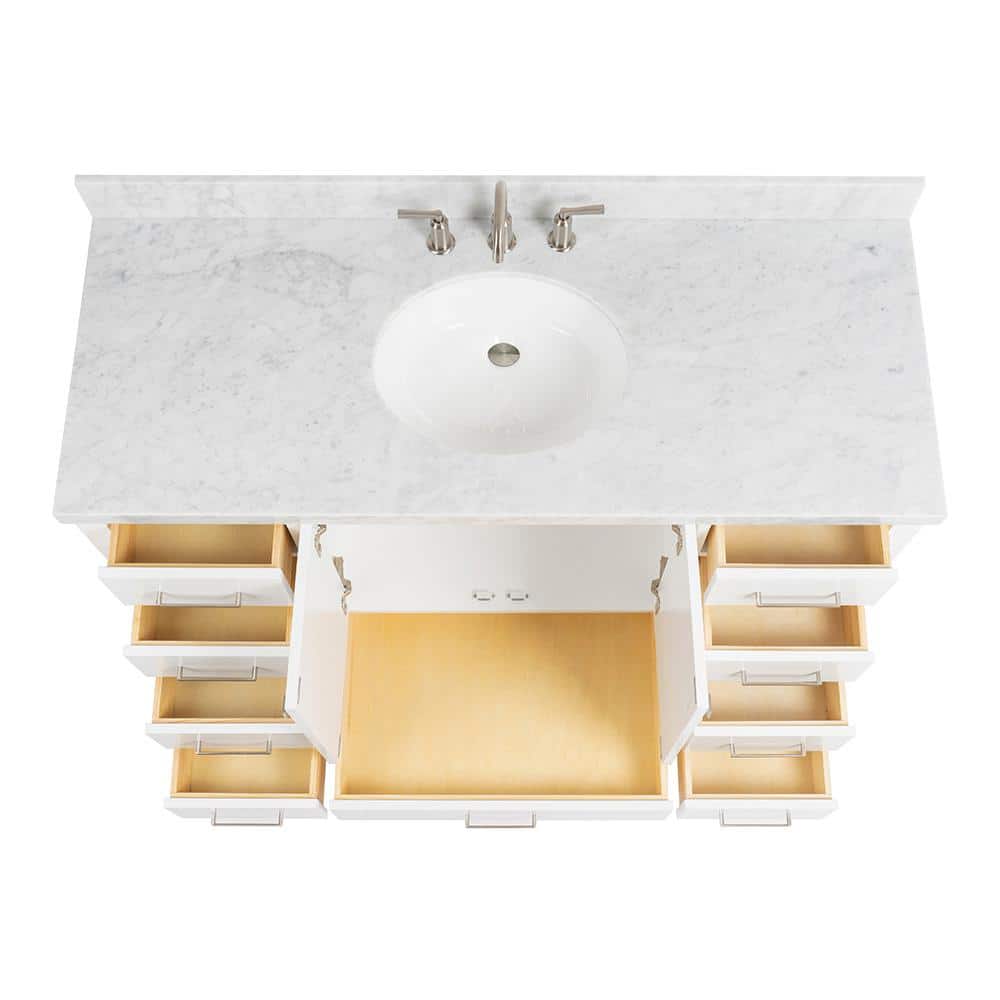 Cambridge 55" White Marble Top Single Basin Vanity
