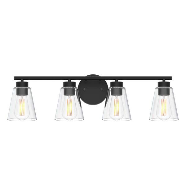 Hampton Bay Eastburn 28.13 in. 4Light Matte Black Vanity Light with