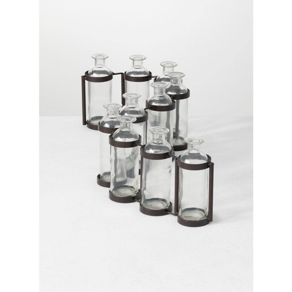 Clear Glass Ten Bottle VaseG6551 The Home Depot