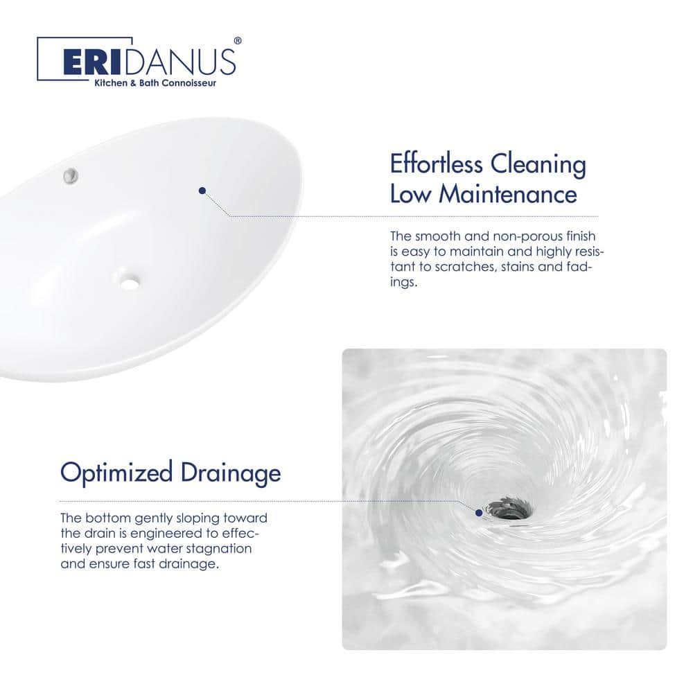 Eclisse 23" x 15" White Ceramic Oval Vessel Sink