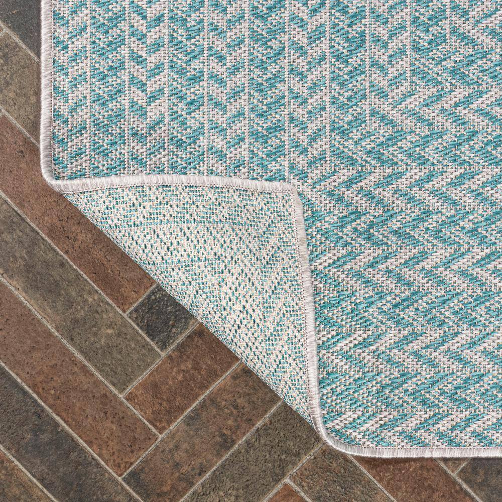 Aqua and Light Gray Geometric Synthetic 3x5 Indoor/Outdoor Rug