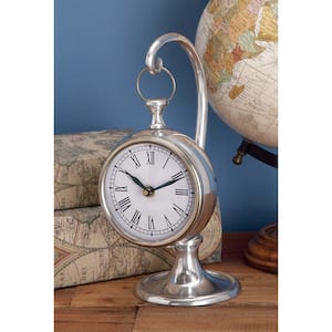 5 in. x 11 in. Silver Aluminum Pendulum Analog Clock