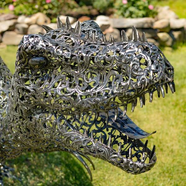 Zaer Ltd. International 5.6 ft. Tall Metal Dinosaur Garden Statue