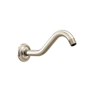 8.75 in. Wall Mount Shepherd's Hook Shower Arm, Polished Nickel with Flange Included