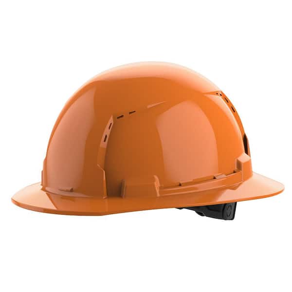 BOLT Orange Type 1 Class C Full Brim Vented Hard Hat with 6 Point Ratcheting Suspension