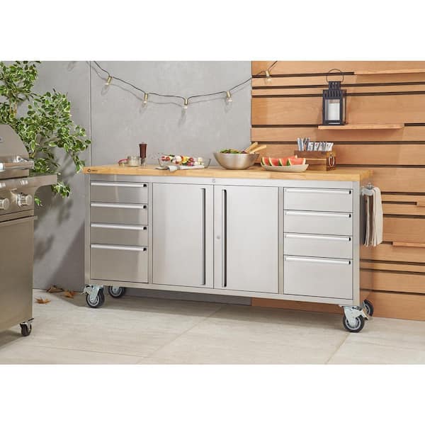 TRINITY ステンレススチール　72インチ　ツールキャビネット TRINITY Pro 72 in x 19 in Stainless Steel Rolling Workbench with