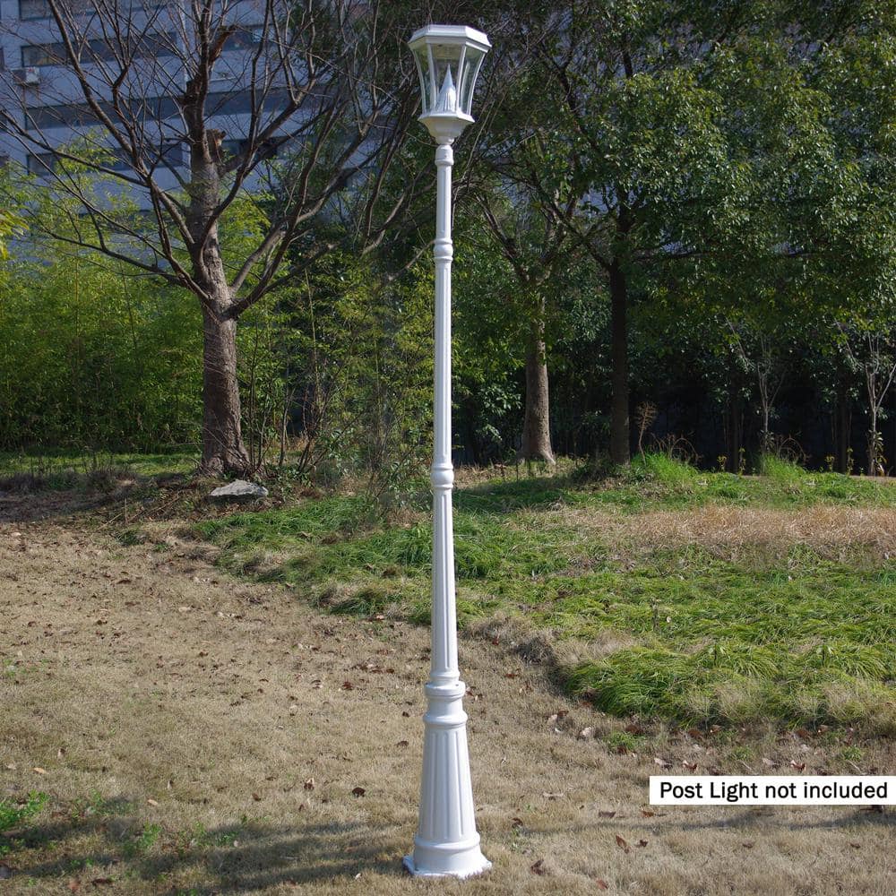 Elegant White Cast Aluminum Outdoor Lamp Post, 79 Inches Tall