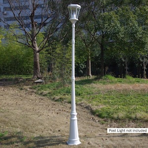 Decorative Cast Aluminum 3 in. Fitter 79 in. Tall Outdoor Weather Resistant White Post Light Lamp Pole