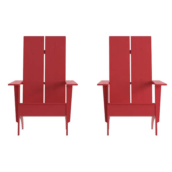 TAYLOR + LOGAN Red Resin Outdoor Lounge Chair in Red (Set of 2)