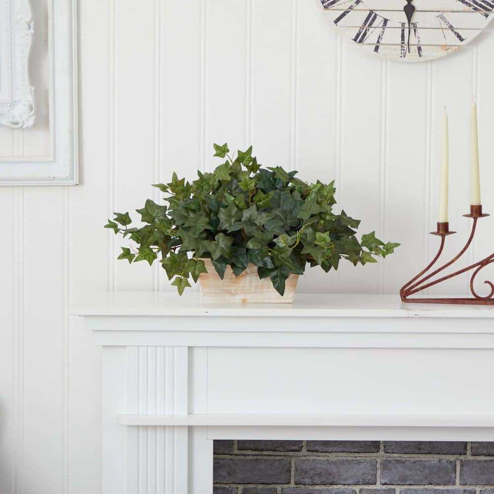 Classic Americana Silk Ivy in Whitewash Planter, 21" Tabletop Arrangement