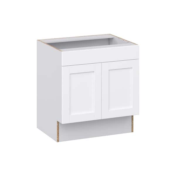 Milton 30 in. W x 24 in. D x 32.5 in. H Assembled Shaker Accessible ADA Sink Base Kitchen Cabinet in Bright White