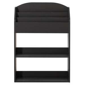 33.5 in. Height Black Modern Wooden Storage Bookcase with Shelf Playroom Bedroom Living and Office